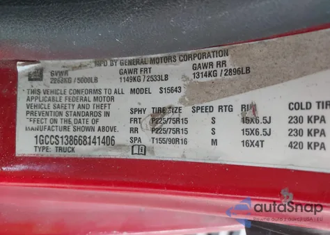 2006 Chevrolet Colorado Lt из США, поврежденный, VIN 1GCCS138668141406